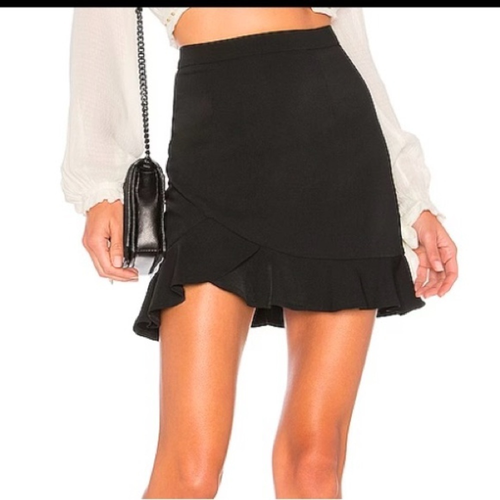Superdown Milan Ruffle Mini Skirt in Black Size XS